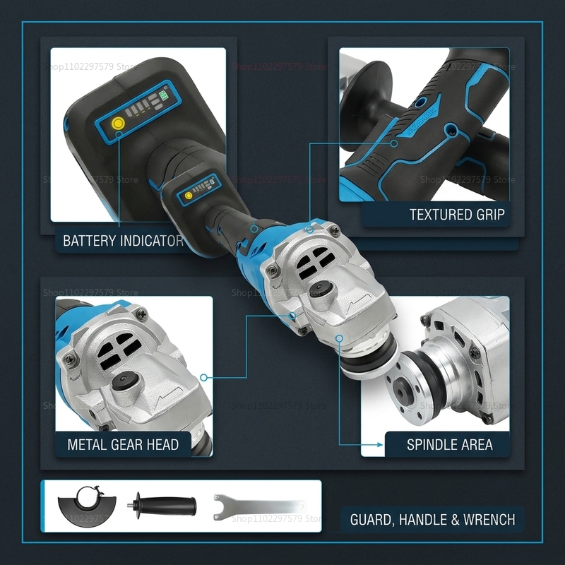 Brushless Angle Grinder Battery Powered - Esmerilhadeira angular sem fio e sem