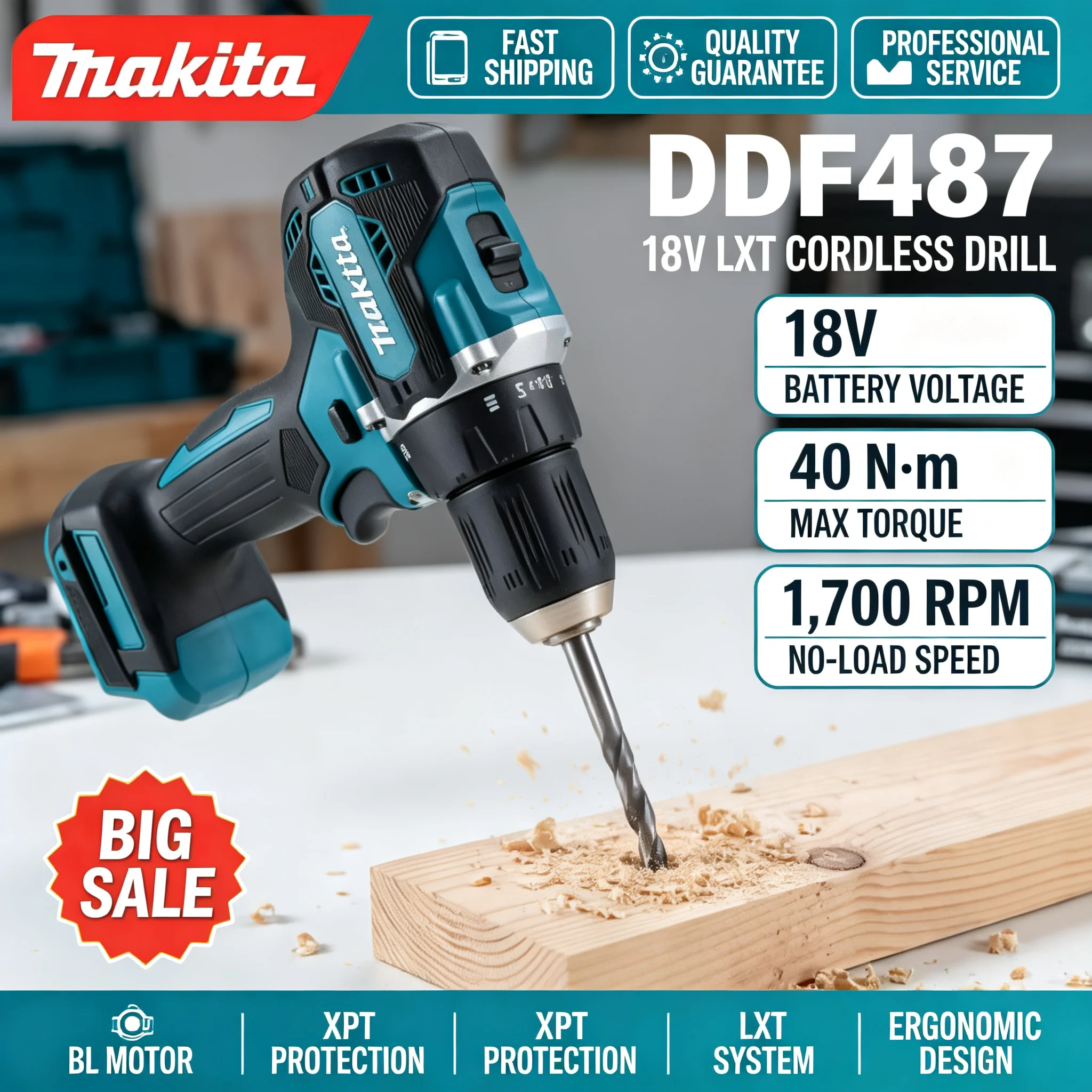 Furadeira sem fio Makita DDF48 - Brushless Cordless Electric Drill 18V avaliação e preço